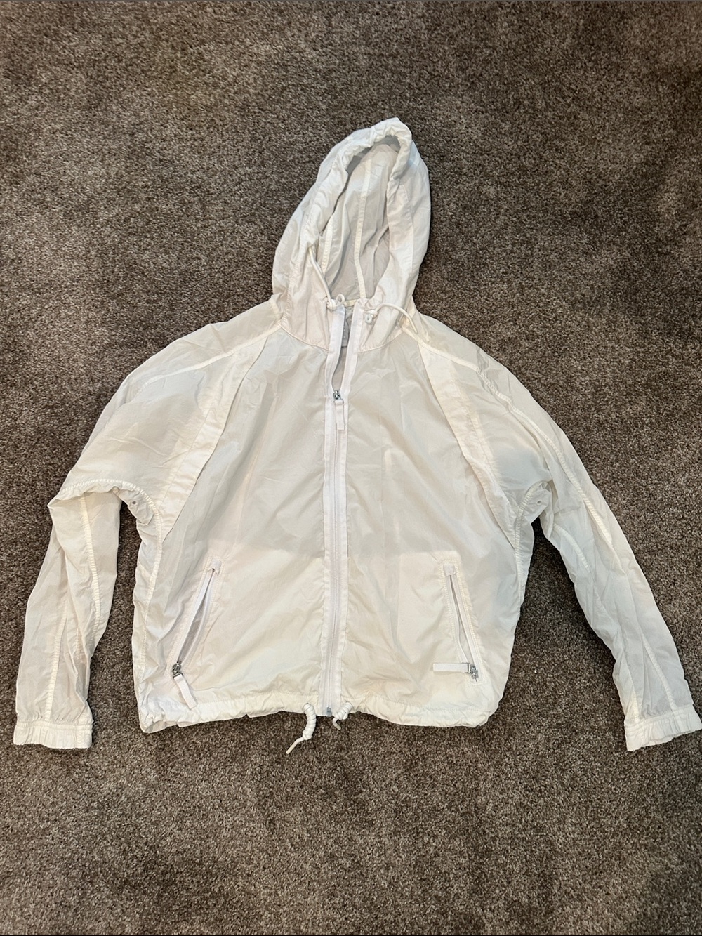 Athleta White Lightweight Hooded Jacket